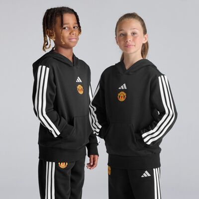 Manchester United x adidas Kids Essentials 3-Stripes Hoodie Black 9-10Y Manchester United x adidas Kids Essentials 3-Stripes Hoodie Black 9-10Y