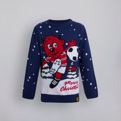 Wiebo Manchester United Kids Fred Christmas Jumper Navy 2-3Y Wiebo Manchester United Kids Fred Christmas Jumper Navy 2-3Y