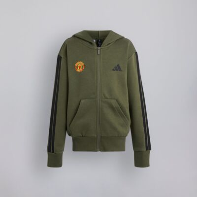 Manchester United x adidas Kids Essentials Full Zip Hoodie Green 9-10Y Manchester United x adidas Kids Essentials Full Zip Hoodie Green 9-10Y