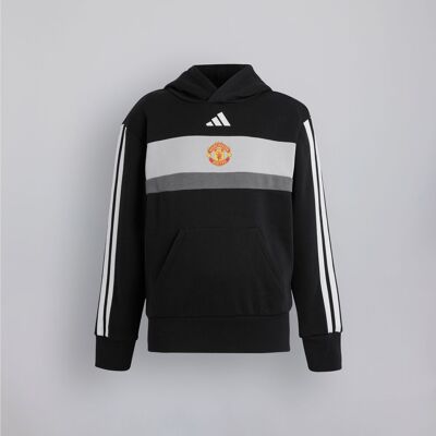 Manchester United x adidas Kids Essentials Tiberio 3-Stripes Fleece Hoodie Black 9-10Y Manchester United x adidas Kids Essentials Tiberio 3-Stripes Fleece Hoodie Black 9-10Y