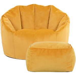 icon® icon Velvet Bean Bag Accent Chair & Footstool Beanbag, Ochre Yellow icon® icon Velvet Bean Bag Accent Chair & Footstool Beanbag, Ochre Yellow