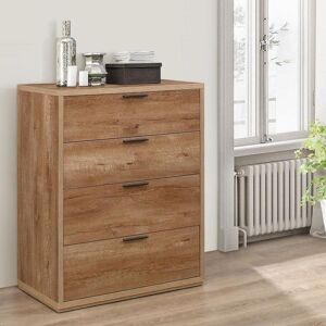 Stockwell - Rustic 4 Drawer Chest - Oak - Wooden - Happy Beds Stockwell - Rustic 4 Drawer Chest - Oak - Wooden - Happy Beds