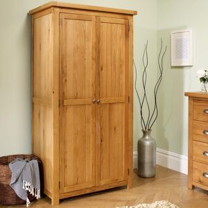 Woburn - 2 Door Wardrobe - Oak - Wooden - Happy Beds Woburn - 2 Door Wardrobe - Oak - Wooden - Happy Beds