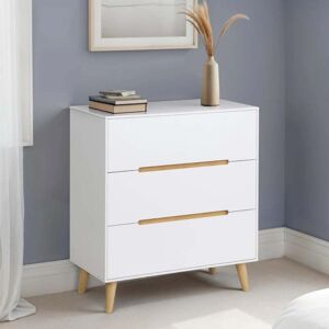 Alicia - 3 Drawer Bedside Table - White/Oak - Wooden - Happy Beds Alicia - 3 Drawer Bedside Table - White/Oak - Wooden - Happy Beds