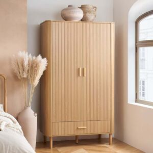 Axel - 2 Door 1 Drawer Wardrobe - Oak - Wooden - Happy Beds Axel - 2 Door 1 Drawer Wardrobe - Oak - Wooden - Happy Beds