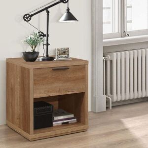 Stockwell - Rustic 1 Drawer Bedside Table - Oak - Wooden - Happy Beds Stockwell - Rustic 1 Drawer Bedside Table - Oak - Wooden - Happy Beds