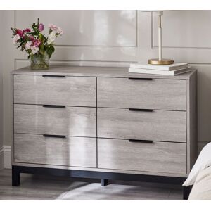 Bali – 6-Drawer Wide Chest of Drawers – Grey Oak – Wooden - Happy Beds Bali – 6-Drawer Wide Chest of Drawers – Grey Oak – Wooden - Happy Beds