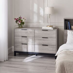 Bali – 6-Drawer Wide Chest of Drawers – Grey Oak – Wooden - Happy Beds Bali – 6-Drawer Wide Chest of Drawers – Grey Oak – Wooden - Happy Beds