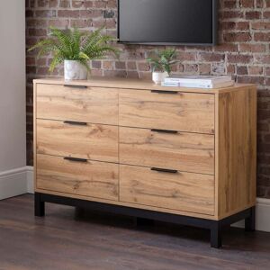 Bali - 6 Drawer Wide Chest - Oak - Wooden - Happy Beds Bali - 6 Drawer Wide Chest - Oak - Wooden - Happy Beds