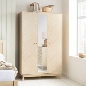 Herringford – 3 Door Mirror Wardrobe - Oak – Wooden – Happy Beds Herringford – 3 Door Mirror Wardrobe - Oak – Wooden – Happy Beds