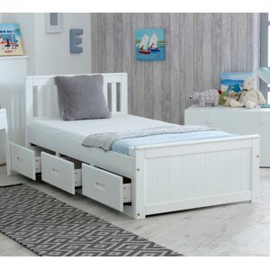 Mission - Small Double - Storage Bed - White - Wood - 4ft - Happy Beds