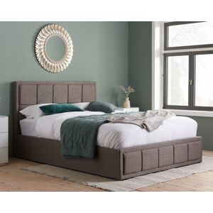 Hannover - Double - Ottoman Storage Bed - Grey - Fabric - 4ft6 - Happy Beds
