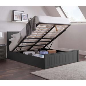 Maine - Double - Ottoman Storage Bed - Dark Grey - Wooden - 4ft6 - Happy Beds