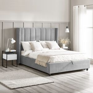 Happy Beds Taylor - Double - Winged Ottoman Storage Bed - Grey - Fabric - 4ft6