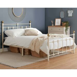 Atlas - Small Double - Cream & Brass Metal Bed Frame - Small Double -Happy Beds Atlas - Small Double - Cream & Brass Metal Bed Frame - Small Double -Happy Beds