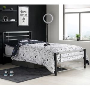 Faro - Small Double Black and Silver Finish Metal Bed Frame - 4ft - Happy Beds Faro - Small Double Black and Silver Finish Metal Bed Frame - 4ft - Happy Beds