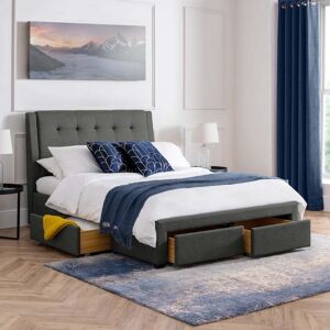 Happy Beds Fullerton - Super King Size - Storage Bed with 4 Drawers - Dark Grey - Fabric - 6ft Happy Beds Fullerton - Super King Size - Storage Bed with 4 Drawers - Dark Grey - Fabric - 6ft