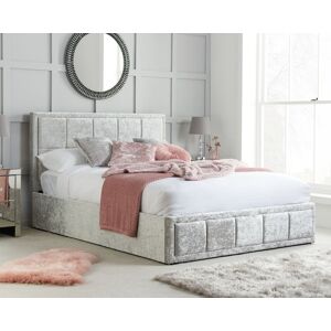 Hannover - Small Double - Ottoman Bed - Light Grey - Velvet - 4ft - Happy Beds Hannover - Small Double - Ottoman Bed - Light Grey - Velvet - 4ft - Happy Beds