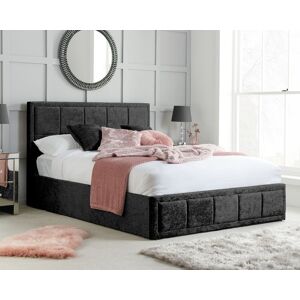 Hannover - Double - Ottoman Bed - Black - Velvet - 4ft6 - Happy Beds Hannover - Double - Ottoman Bed - Black - Velvet - 4ft6 - Happy Beds