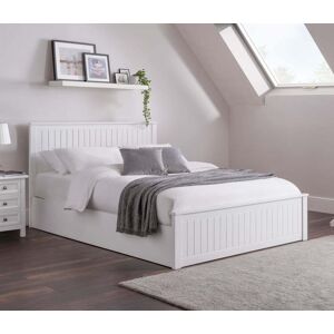 Maine - Double - Ottoman Storage Bed - White - Wooden - 4ft6 - Happy Beds Maine - Double - Ottoman Storage Bed - White - Wooden - 4ft6 - Happy Beds