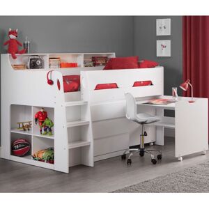 Jupiter - Single - Kids Mid Sleeper Cabin Bed - White - Wood - 3ft - Happy Beds Jupiter - Single - Kids Mid Sleeper Cabin Bed - White - Wood - 3ft - Happy Beds