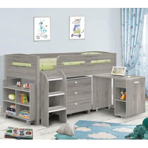 Kimbo - Single - Kids Mid Sleeper Cabin Bed - Grey - Wood - 3ft - Happy Beds Kimbo - Single - Kids Mid Sleeper Cabin Bed - Grey - Wood - 3ft - Happy Beds