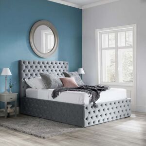 Kingston – Double – Quilted Ottoman Storage Bed – Grey – Velvet – 4ft6 - Happy Beds Kingston – Double – Quilted Ottoman Storage Bed – Grey – Velvet – 4ft6 - Happy Beds