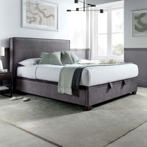 Happy Beds Newton - Super King Size - Ottoman Storage Bed - Dark Grey - Velvet - 6ft Happy Beds Newton - Super King Size - Ottoman Storage Bed - Dark Grey - Velvet - 6ft