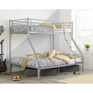Nexus - Triple Sleeper- Kids Bunk Bed Frame - Silver Metal Finish - Single & 4ft - Happy Beds Nexus - Triple Sleeper- Kids Bunk Bed Frame - Silver Metal Finish - Single & 4ft - Happy Beds