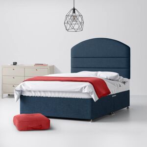 King Size - Divan Bed and Dudley Lined Headboard - Dark Blue - Fabric - 5ft - Happy Beds King Size - Divan Bed and Dudley Lined Headboard - Dark Blue - Fabric - 5ft - Happy Beds