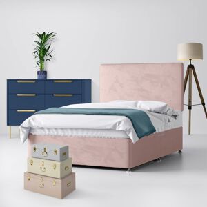 Small Double - Divan Bed and Cornell Plain Headboard - Pink - Velvet - 4ft - Happy Beds Small Double - Divan Bed and Cornell Plain Headboard - Pink - Velvet - 4ft - Happy Beds