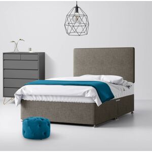 Double - Divan Bed and Cornell Plain Headboard - Dark Grey - Fabric - 4ft6 - Happy Beds Double - Divan Bed and Cornell Plain Headboard - Dark Grey - Fabric - 4ft6 - Happy Beds