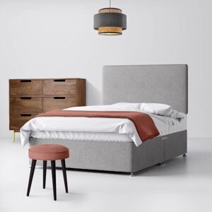 Single - Divan Bed and Cornell Plain Headboard - Light Grey - Fabric - 3ft - Happy Beds Single - Divan Bed and Cornell Plain Headboard - Light Grey - Fabric - 3ft - Happy Beds