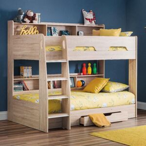 Orion - Kids Oak Bunk Bed -with Storage - Single - 3ft - Happy Beds Orion - Kids Oak Bunk Bed -with Storage - Single - 3ft - Happy Beds