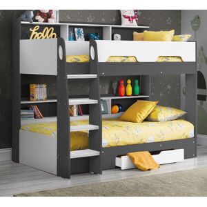 Orion - Single - Kids Bunk Bed - Storage - Grey and White - Wood - 3ft - Happy Beds Orion - Single - Kids Bunk Bed - Storage - Grey and White - Wood - 3ft - Happy Beds