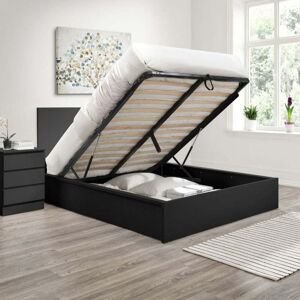 Oslo - Double - Ottoman Storage Bed - Black - Wooden - 4ft6 - Happy Beds Oslo - Double - Ottoman Storage Bed - Black - Wooden - 4ft6 - Happy Beds