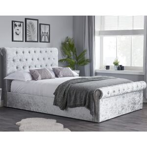 Sienna - Small Double - Ottoman Bed - Light Grey - Crushed Velvet - 4ft - Happy Beds Sienna - Small Double - Ottoman Bed - Light Grey - Crushed Velvet - 4ft - Happy Beds