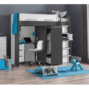 Pegasus - Single - Kids High Sleeper Bed - Grey and White - Wood - 3ft - Happy Beds Pegasus - Single - Kids High Sleeper Bed - Grey and White - Wood - 3ft - Happy Beds