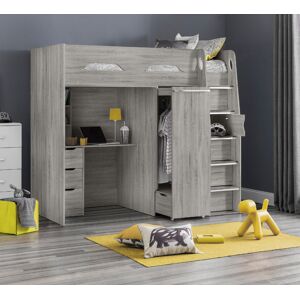 Pegasus - Single - Kids High Sleeper Bed - Wardrobe - Desk and Storage - Grey Oak - Wooden - 3ft - Happy Beds Pegasus - Single - Kids High Sleeper Bed - Wardrobe - Desk and Storage - Grey Oak - Wooden - 3ft - Happy Beds