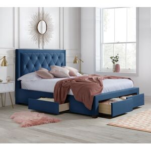 Woodbury - Super King Size - 4 Drawer Storage Bed - Blue - Velvet - 6ft - Happy Beds Woodbury - Super King Size - 4 Drawer Storage Bed - Blue - Velvet - 6ft - Happy Beds