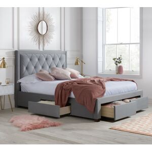 Woodbury - Super King Size - 4-Drawer Storage Bed - Grey - Velvet - 6ft - Happy Beds Woodbury - Super King Size - 4-Drawer Storage Bed - Grey - Velvet - 6ft - Happy Beds