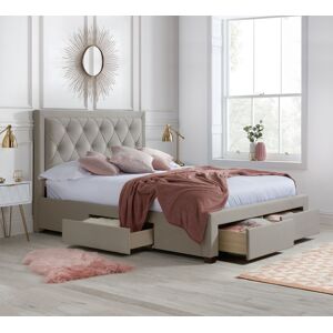 Woodbury - Super King Size - 4 Drawer Storage Bed - Warm Stone - Velvet - 6ft - Happy Beds Woodbury - Super King Size - 4 Drawer Storage Bed - Warm Stone - Velvet - 6ft - Happy Beds