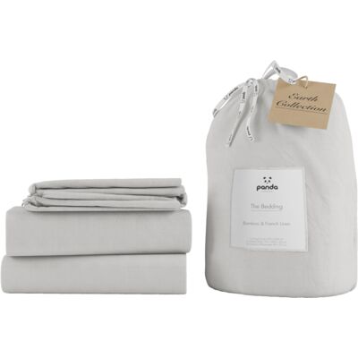 Happy Beds Panda Linen Bedding Set - Silver Lining Grey - 5ft King Size Happy Beds Panda Linen Bedding Set - Silver Lining Grey - 5ft King Size