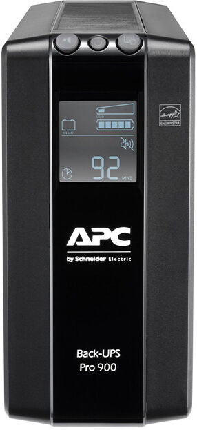 APC Pro 900VA 500W AVR UPS with LCD, 6 IEC Outlets, Surge Protection, USB, LED Display