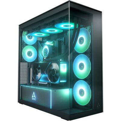 Arctic Xtender ARGB Mirror Tempered Glass w/ Vertical Mount Mid Tower PC Case - Black Arctic Xtender ARGB Mirror Tempered Glass w/ Vertical Mount Mid Tower PC Case - Black