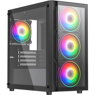 Vida Lucid Micro-ATX Tower Tempered Glass Gaming PC Case - Black Vida Lucid Micro-ATX Tower Tempered Glass Gaming PC Case - Black