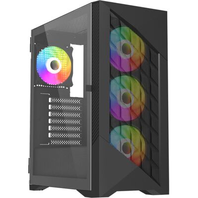 Vida Typhoon Black Gaming Case - ARGB, Glass, ATX Vida Typhoon Black Gaming Case - ARGB, Glass, ATX