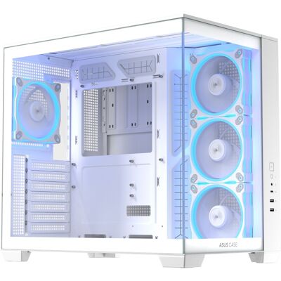 ASUS A32 PLUS ARGB Tempered Glass Dual-Chamber Mid-Tower Gaming PC Case - White ASUS A32 PLUS ARGB Tempered Glass Dual-Chamber Mid-Tower Gaming PC Case - White