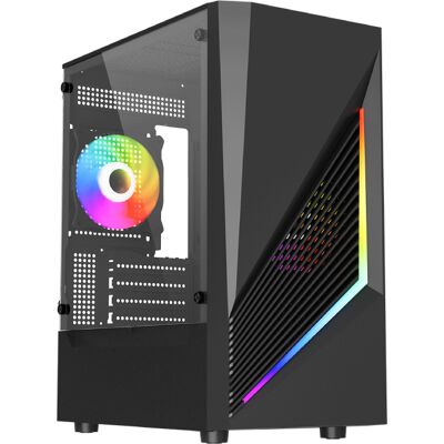 Vida Genesis Micro-ATX ARGB Tempered Glass Gaming PC Case - Black Vida Genesis Micro-ATX ARGB Tempered Glass Gaming PC Case - Black