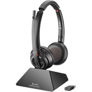 Poly Savi 8220 UC Stereo Wireless Headset Black - 180m Range, DECT Security, 209215-02 Poly Savi 8220 UC Stereo Wireless Headset Black - 180m Range, DECT Security, 209215-02